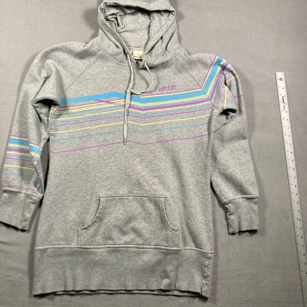 Rip Curl Hoodie Womens Small Gray Striped The Search Heathered